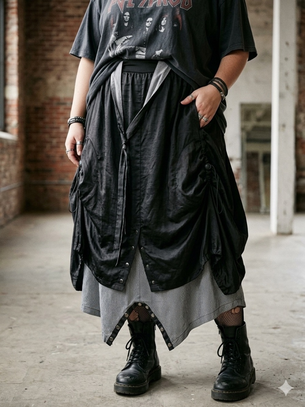 Avant Garde Parachute Skirt L - Lagenlook Grunge Bubble Skirt